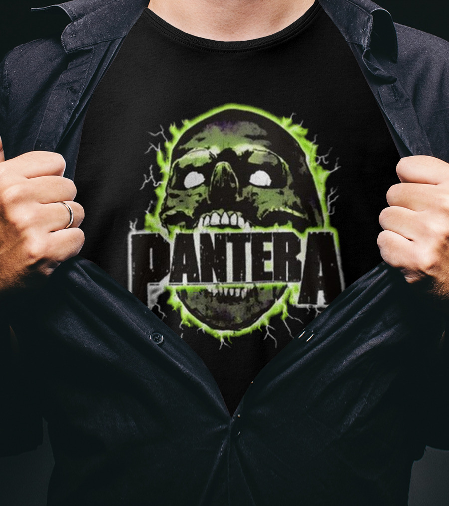 Pantera Electric Green Glowing Skull T-Shirt