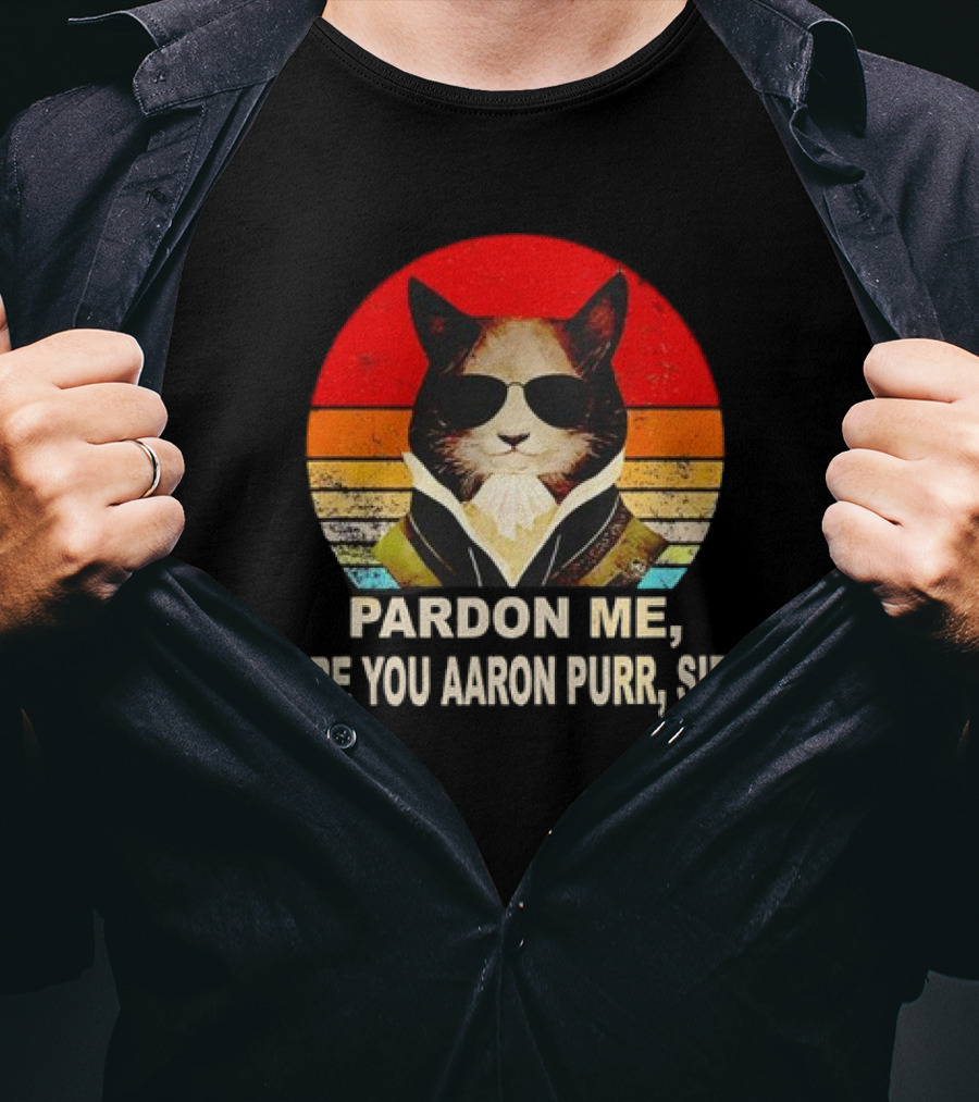 Pardon Me Are You Aaron Purr Sir Alexander Hamilton Cat Retro T-Shirt