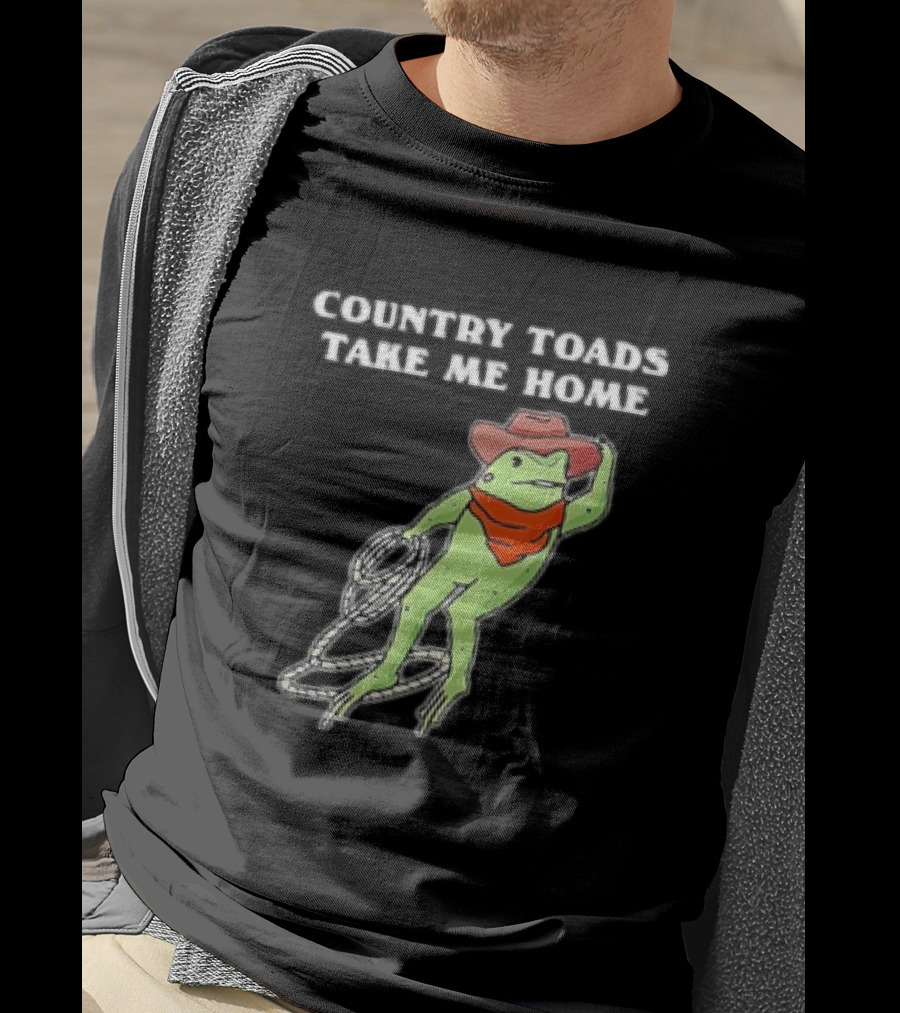 Country Toads Take Me Home Cowboy Frog Funny Western T-Shirt