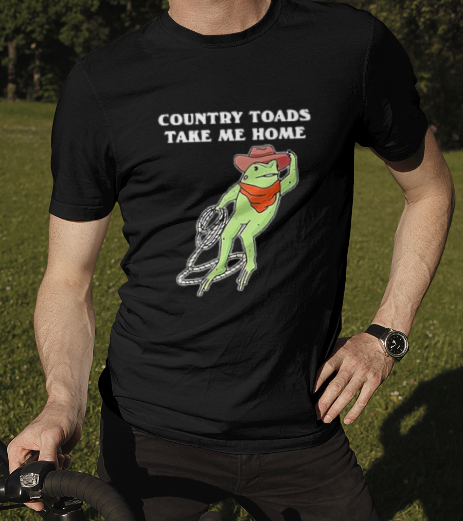 Country Toads Take Me Home Cowboy Frog Funny Western T-Shirt