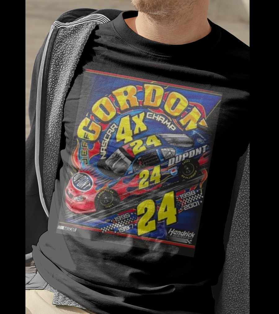 Jeff Gordon #24 Dupont NASCAR 4X Champ 1995-1997-1998-2001 Hendrick Racing T-Shirt