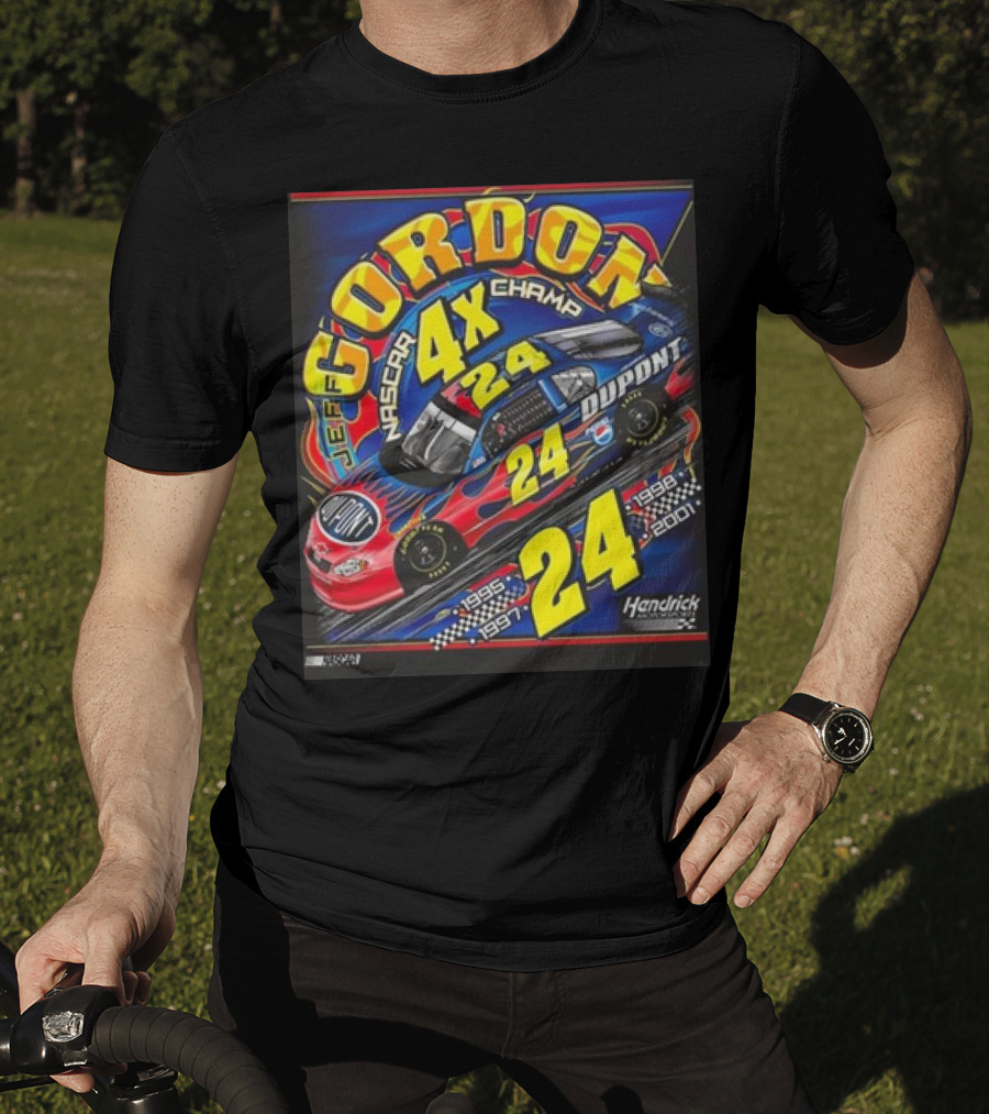 Jeff Gordon #24 Dupont NASCAR 4X Champ 1995-1997-1998-2001 Hendrick Racing T-Shirt
