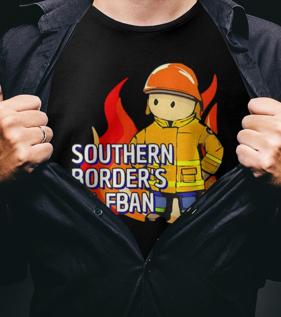 Southern Border's #1 FBAN Firefighter Cartoon Flames T-Shirt