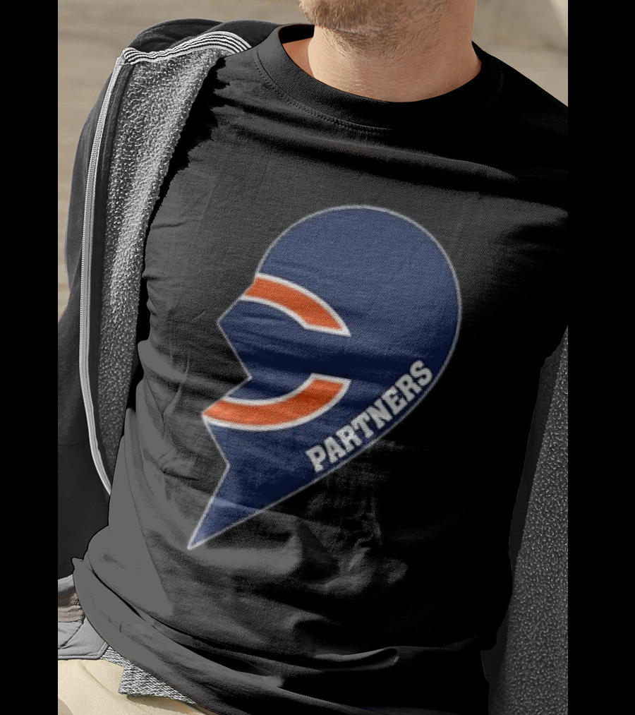 Chicago Bears Logo Partners Half Heart T-Shirt