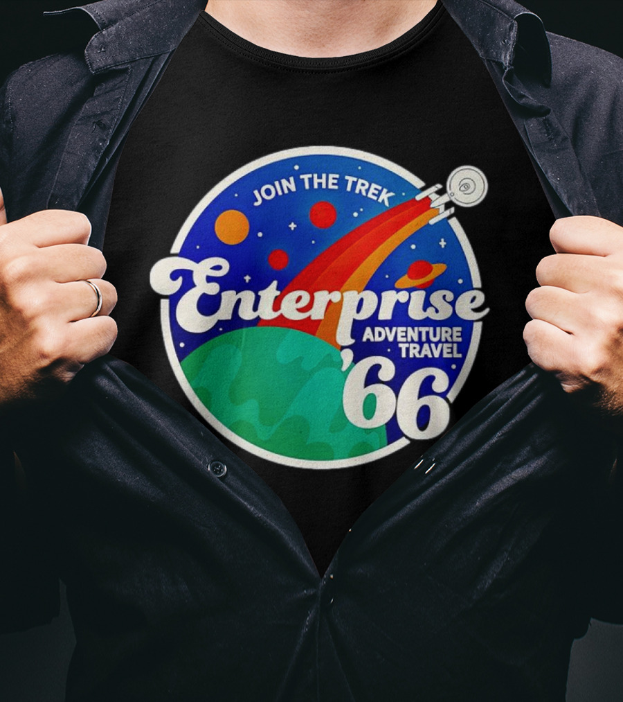 Join The Trek '66 Enterprise Adventure Travel Space Journey T-Shirt