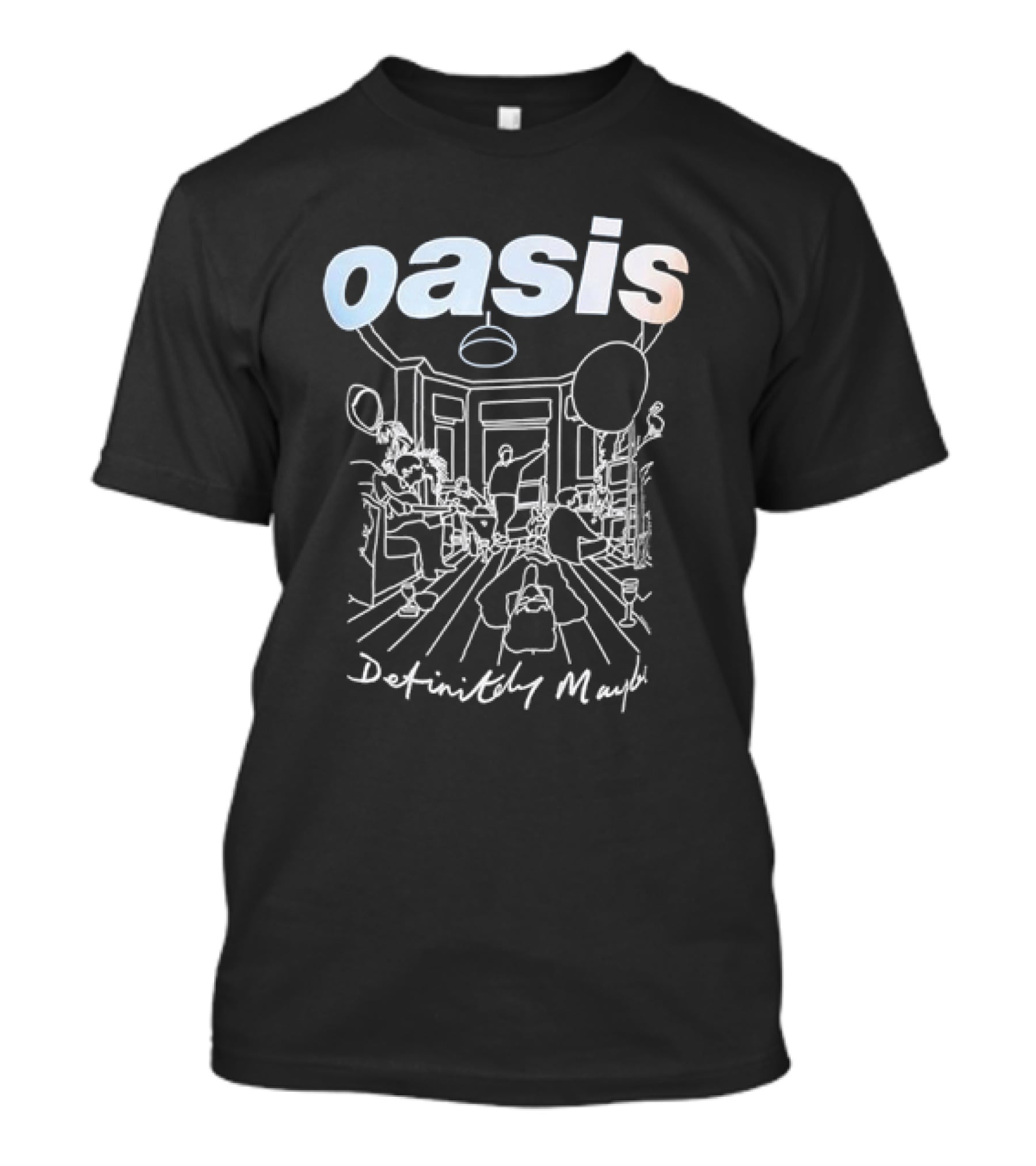 Oasis Definitely Maybe Line Drawing 90s Britpop Album T-Shirt