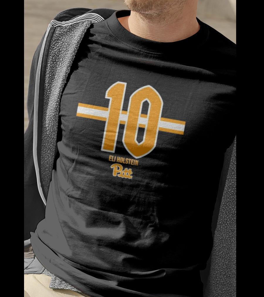 Pitt Football Eli Holstein Number 10 Stripe T-Shirt
