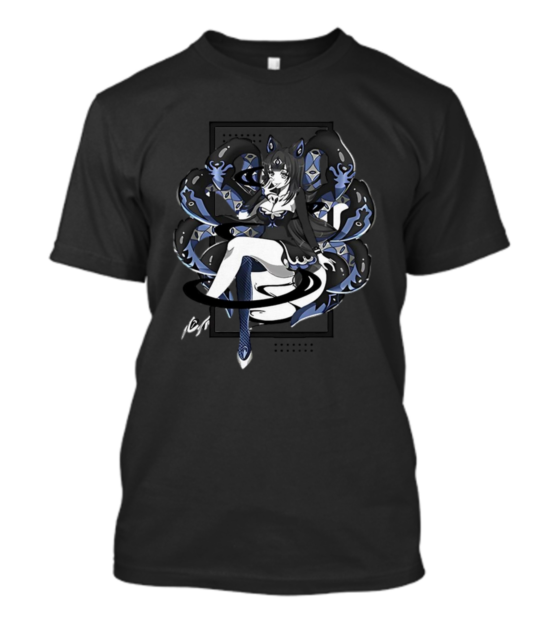 Abelia Release The Kraken Anime Tentacle Girl Monochrome T-Shirt