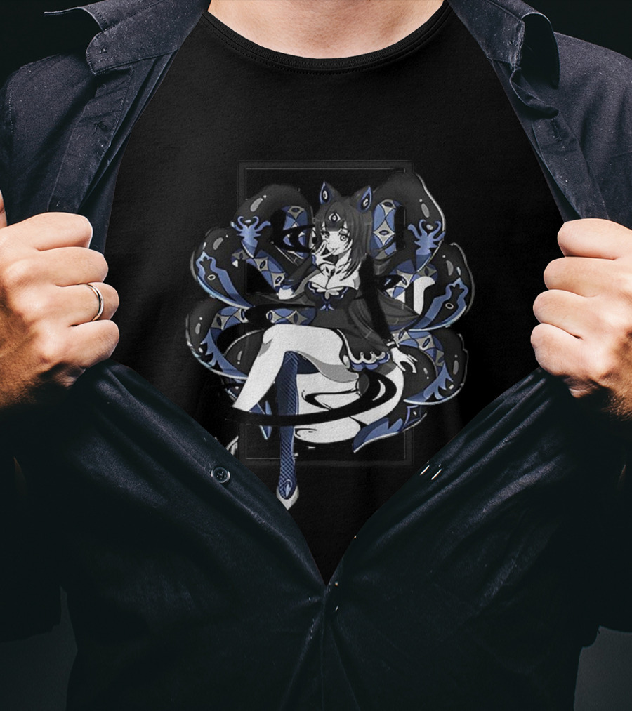 Abelia Release The Kraken Anime Tentacle Girl Monochrome T-Shirt