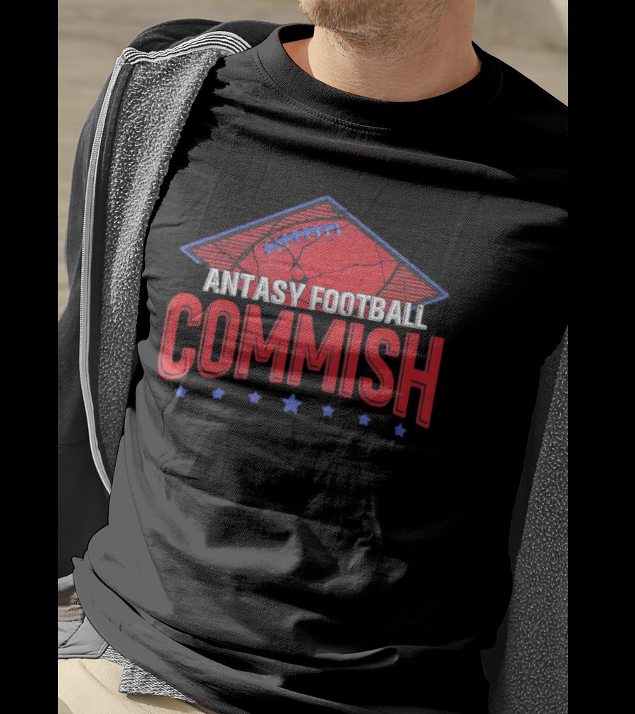 Fantasy Football Commish Vintage Distressed Football Stars T-Shirt