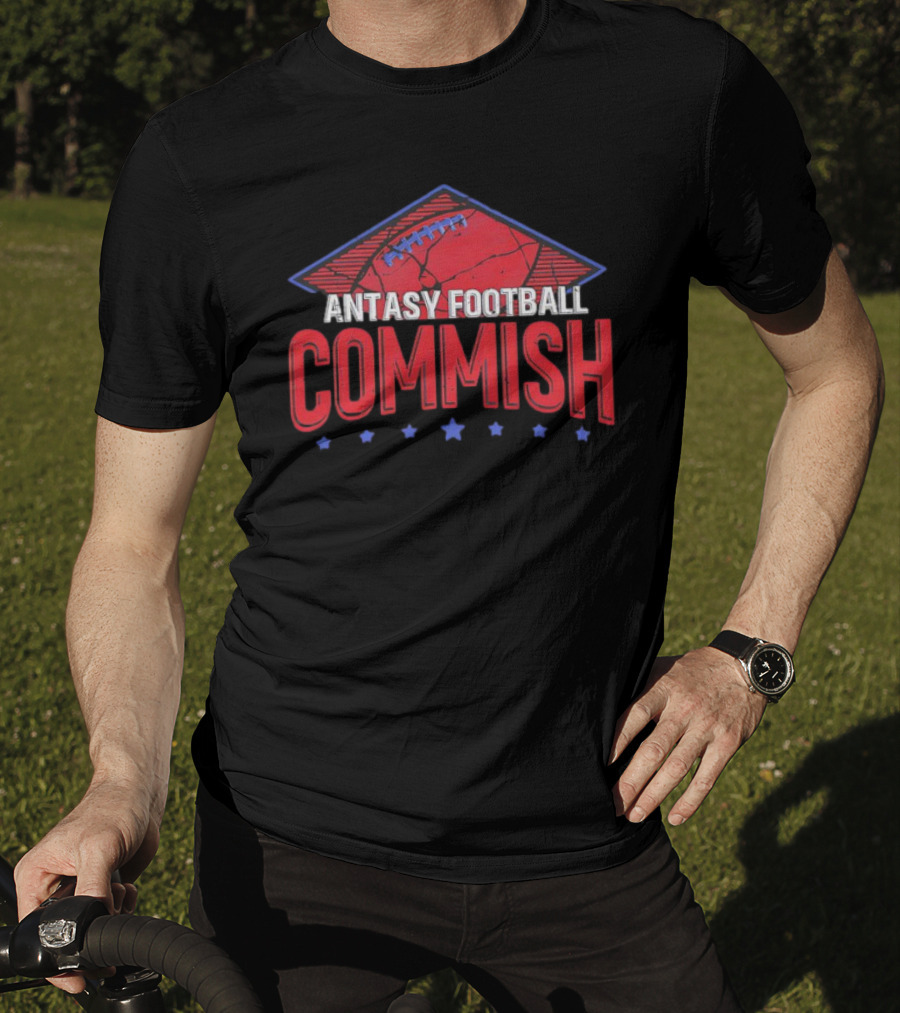 Fantasy Football Commish Vintage Distressed Football Stars T-Shirt