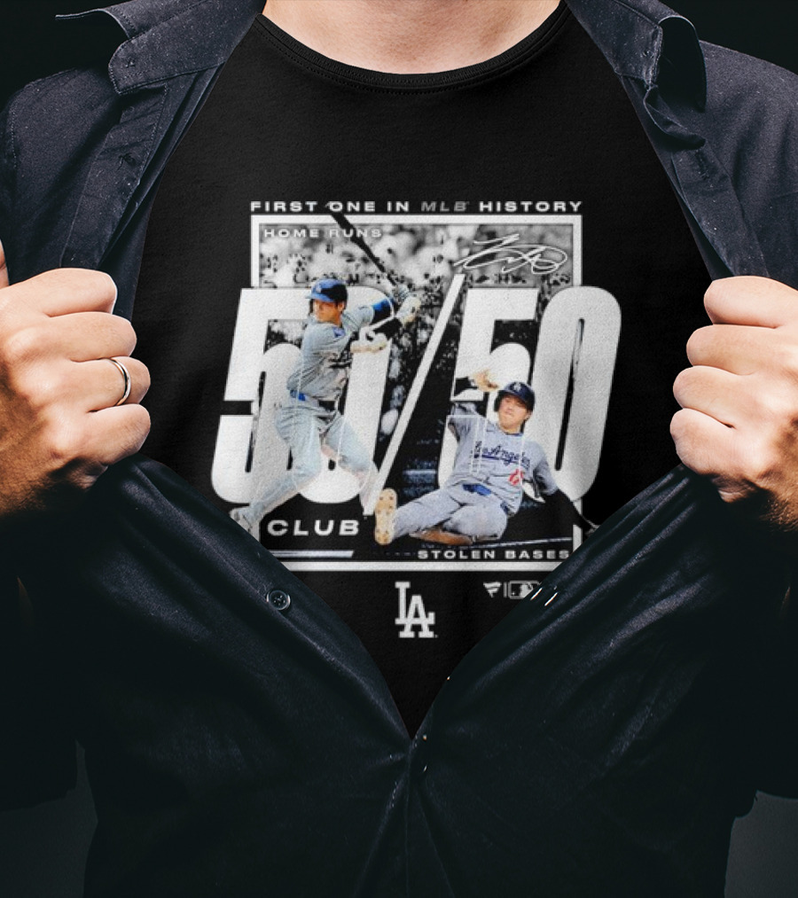 First One In MLB History 50/50 Club Home Runs Stolen Bases LA Dodgers T-Shirt