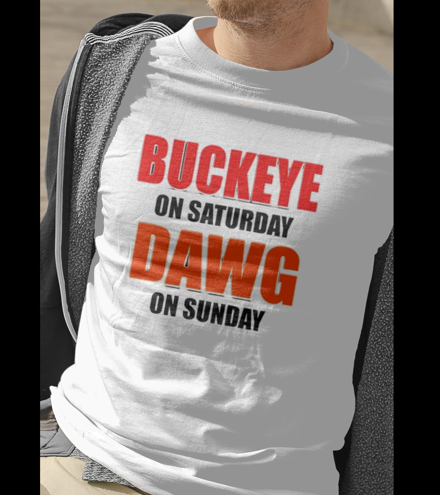 Buckeye On Saturday Dawg On Sunday Cleveland Ohio State Football Tailgate T-Shirt