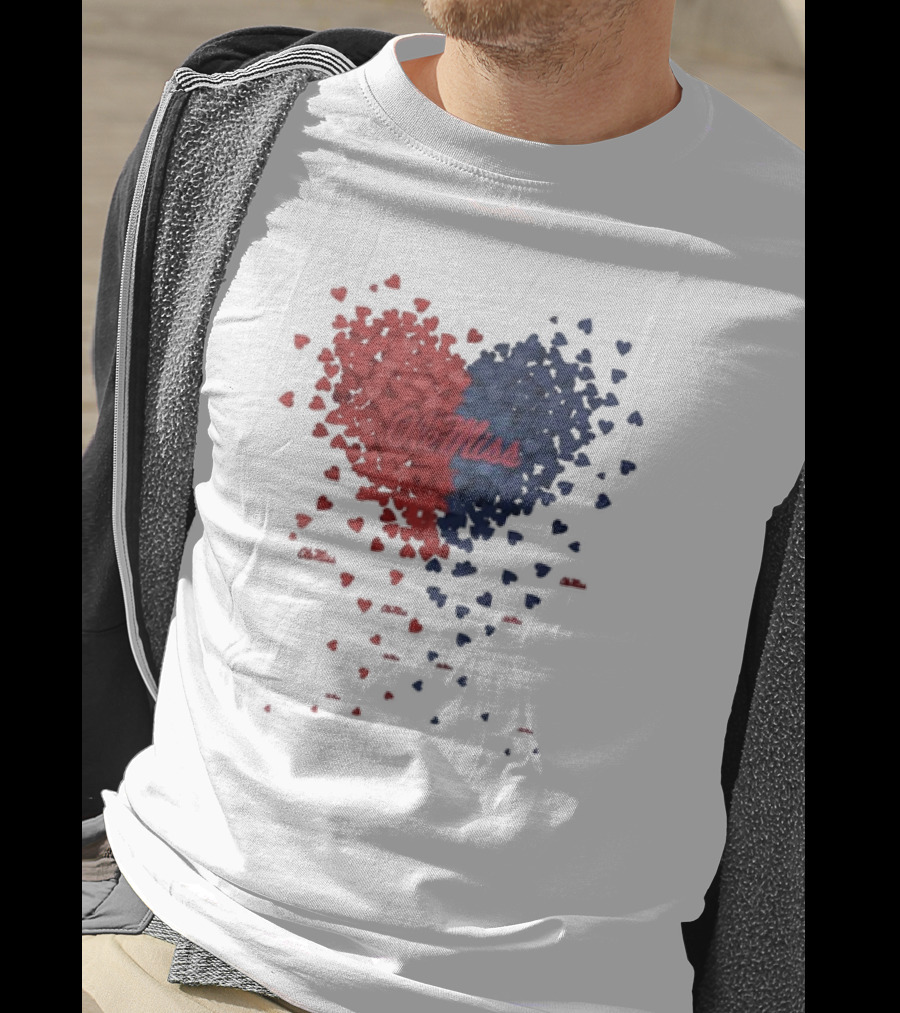 Ole Miss Heart Design With Red And Blue Hearts T-Shirt