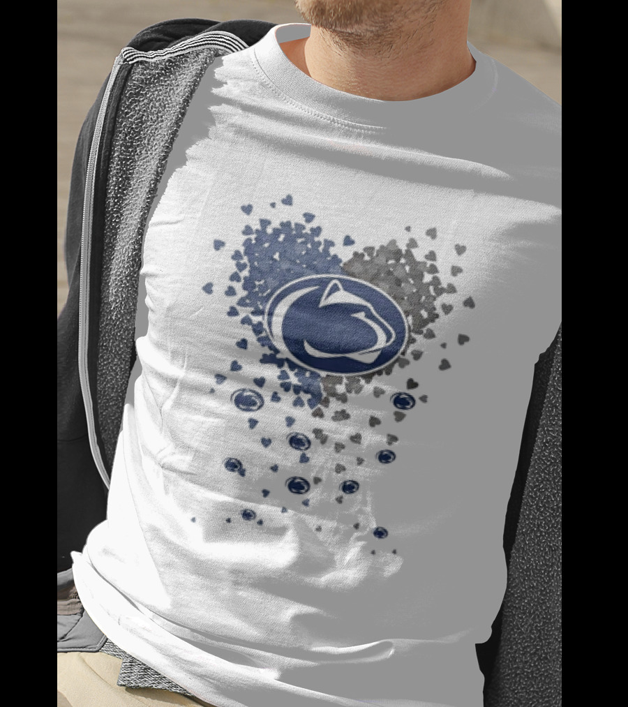 Heart Full Of Penn State Nittany Lions Pride Blue And Gray Logo Hearts T-Shirt