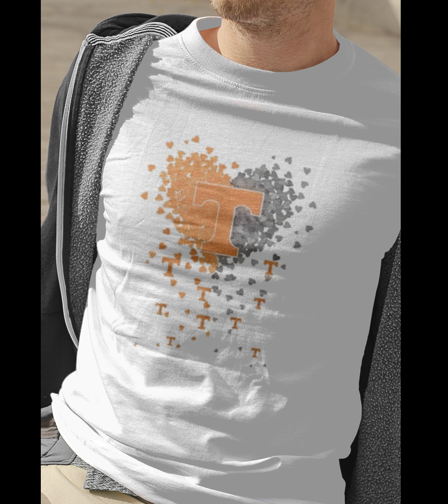 Heart Of Tennessee T With Orange And Gray Hearts T-Shirt