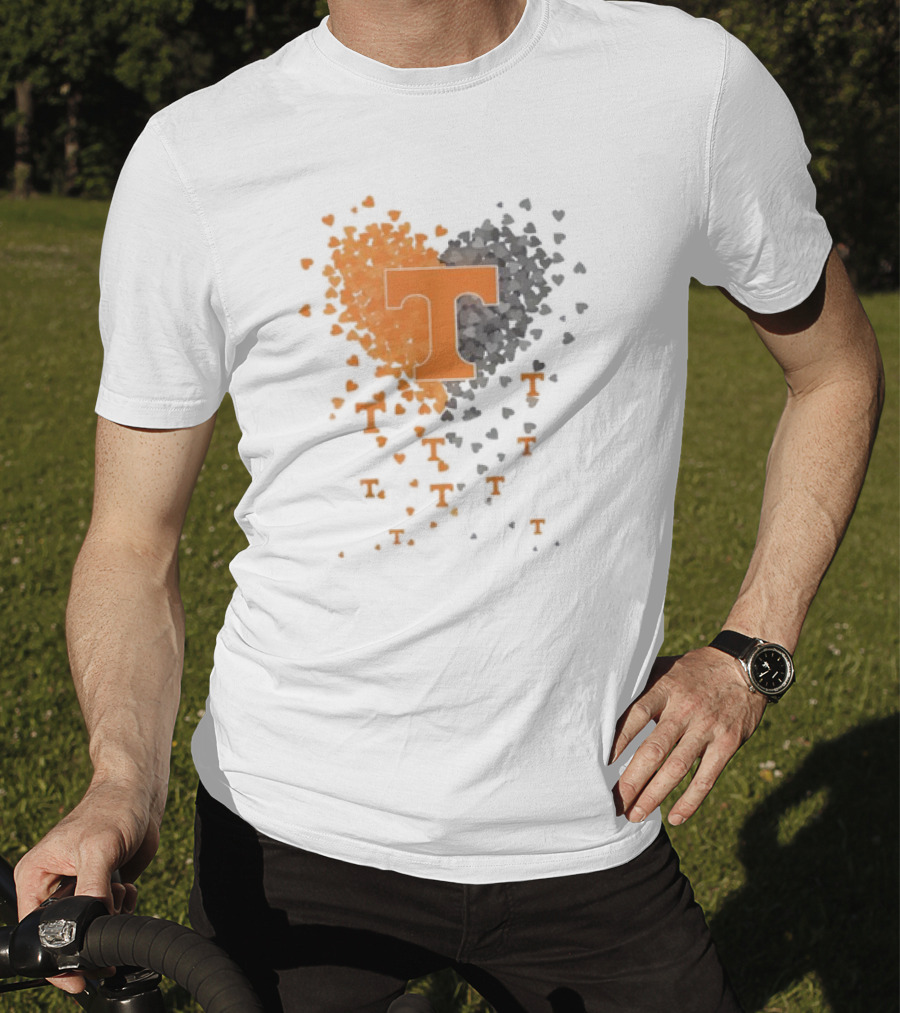 Heart Of Tennessee T With Orange And Gray Hearts T-Shirt