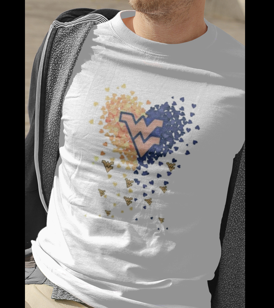 Heart Full Of West Virginia Mountaineers WV Logo And Colorful Hearts T-Shirt
