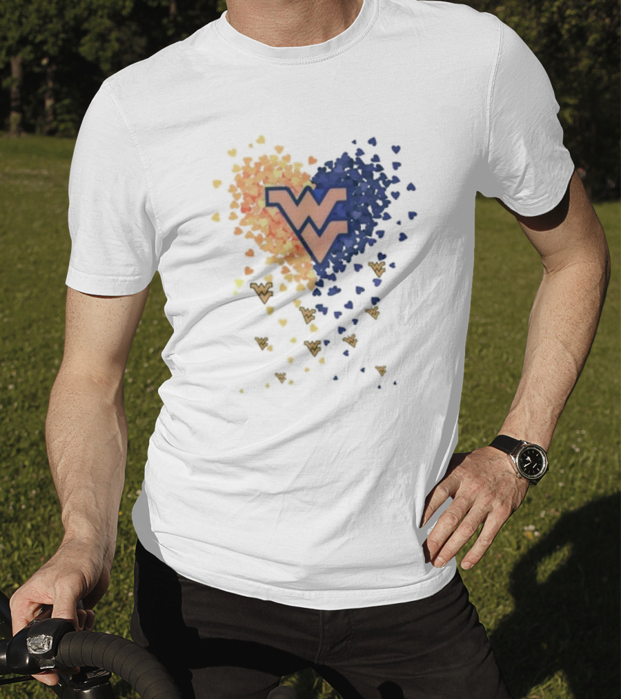Heart Full Of West Virginia Mountaineers WV Logo And Colorful Hearts T-Shirt