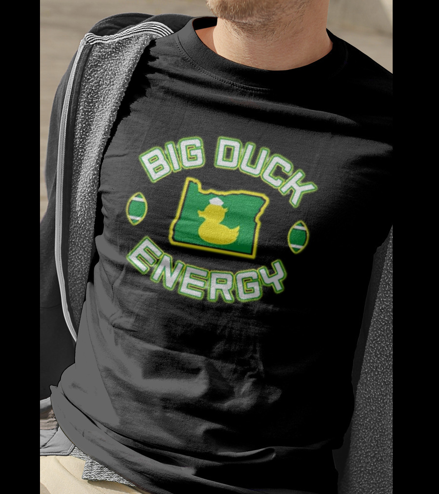 Oregon Ducks Big Duck Energy Football State Map T-Shirt