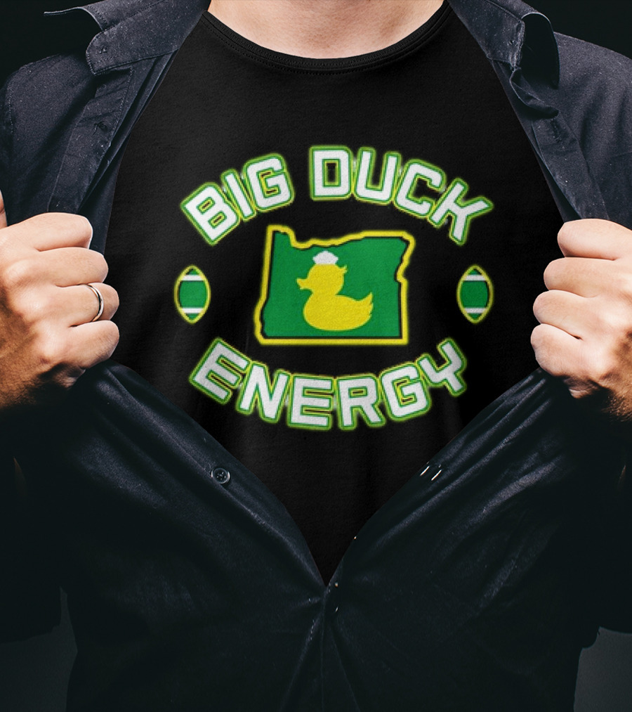 Oregon Ducks Big Duck Energy Football State Map T-Shirt