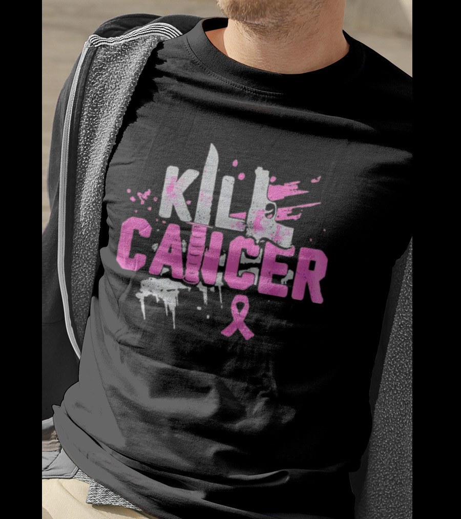 Kill Cancer Pink Ribbon Knife T-Shirt