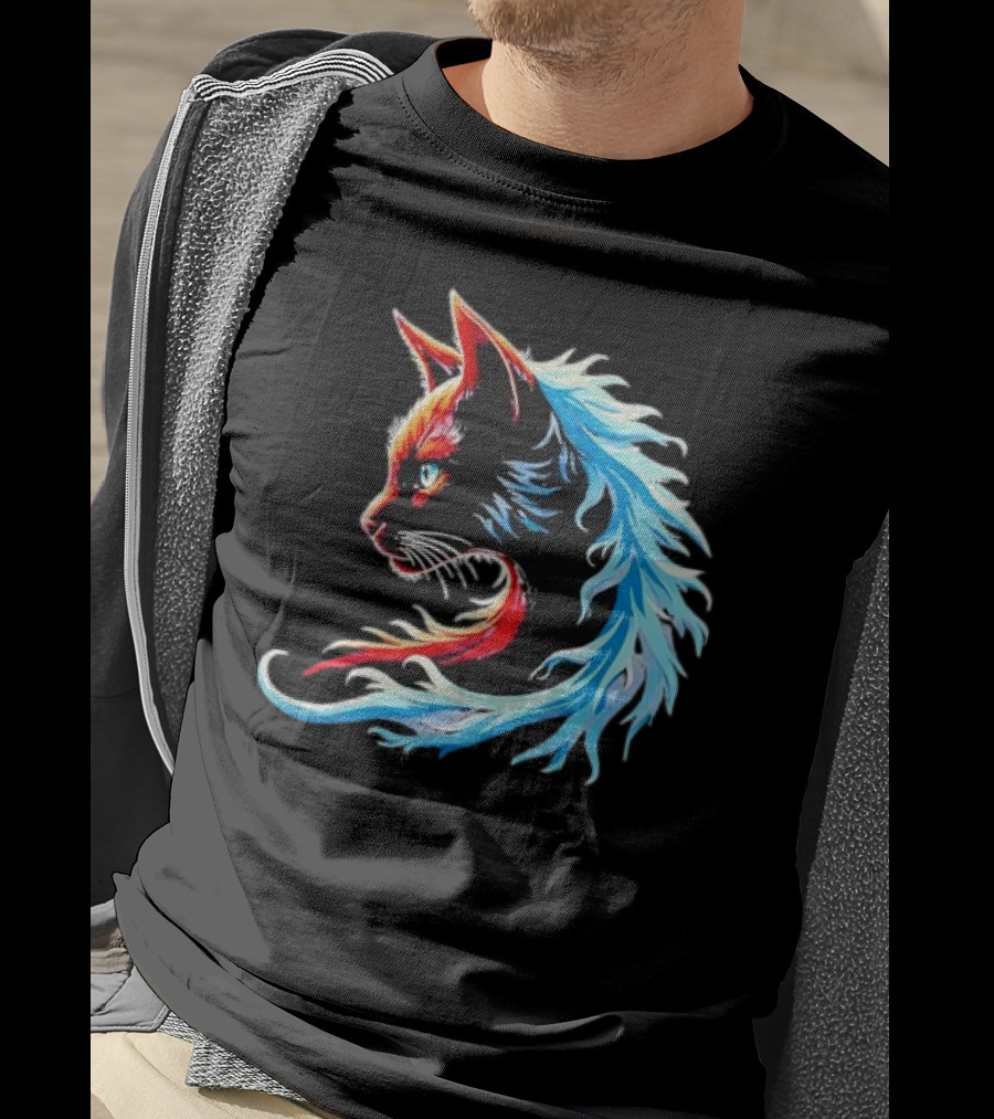 Retro Blue Cat Wave Cat Ladies Cat Lover T-Shirt