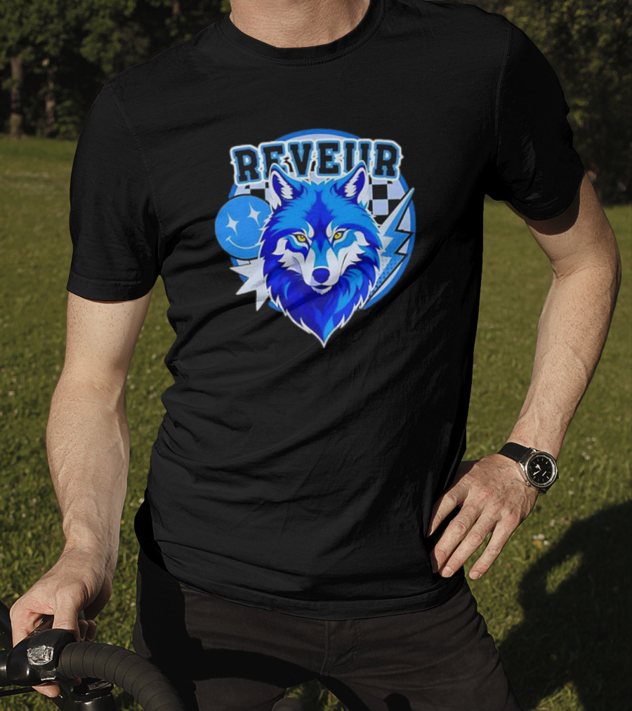 Reveur Blue Wolf Checkered Dreamers Emblem T-Shirt