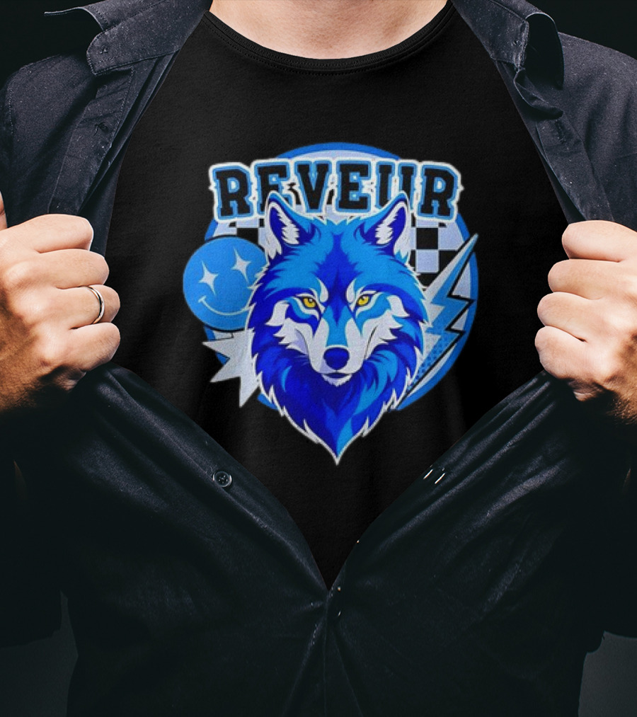 Reveur Blue Wolf Checkered Dreamers Emblem T-Shirt