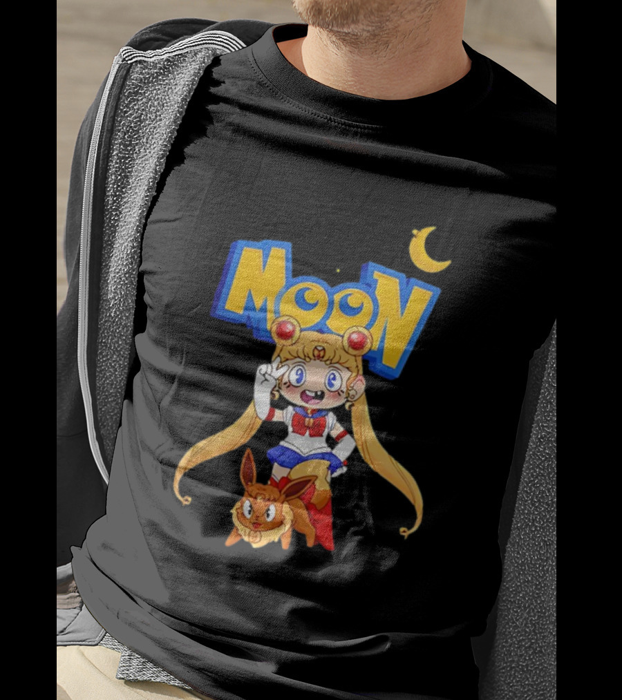Sailor Moon Pokemon Mashup With Cartoon Sailormon And Eevee Moon T-Shirt