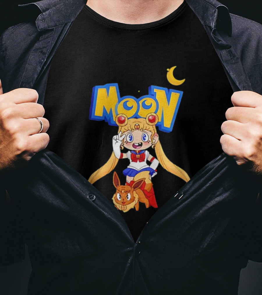 Sailor Moon Pokemon Mashup With Cartoon Sailormon And Eevee Moon T-Shirt