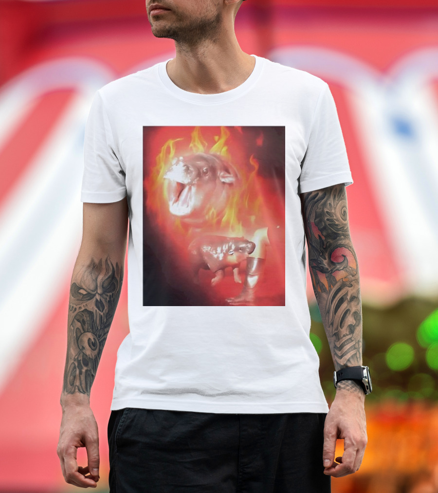 Moo Deng Bouncy Pig Thai Fire Cute Baby Hippo T-Shirt