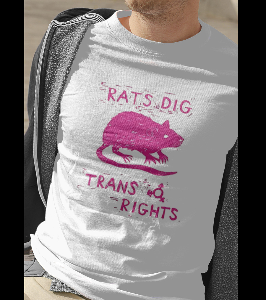 Rats Dig Trans Rights Retro Pink Rat T-Shirt