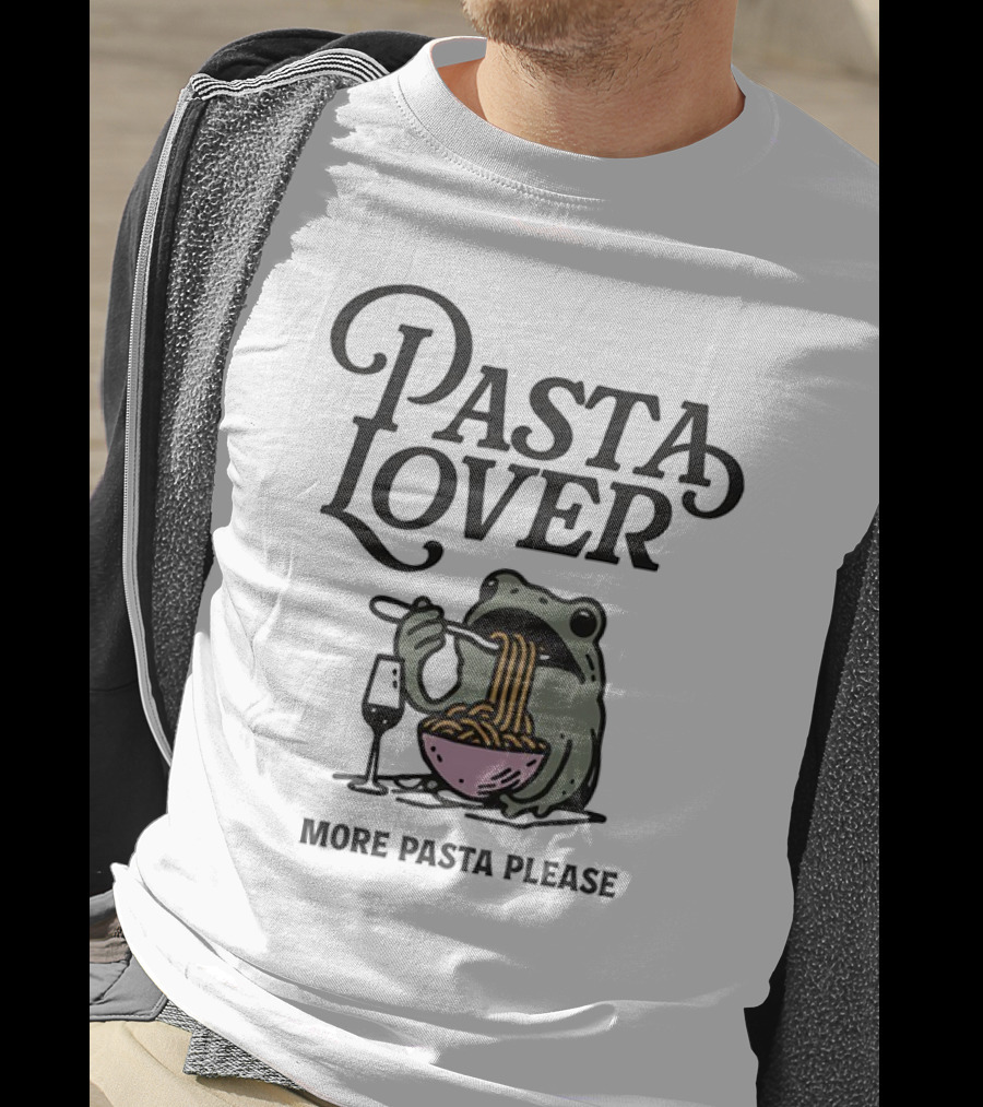 Pasta Lover Frog Enjoying More Pasta Please T-Shirt