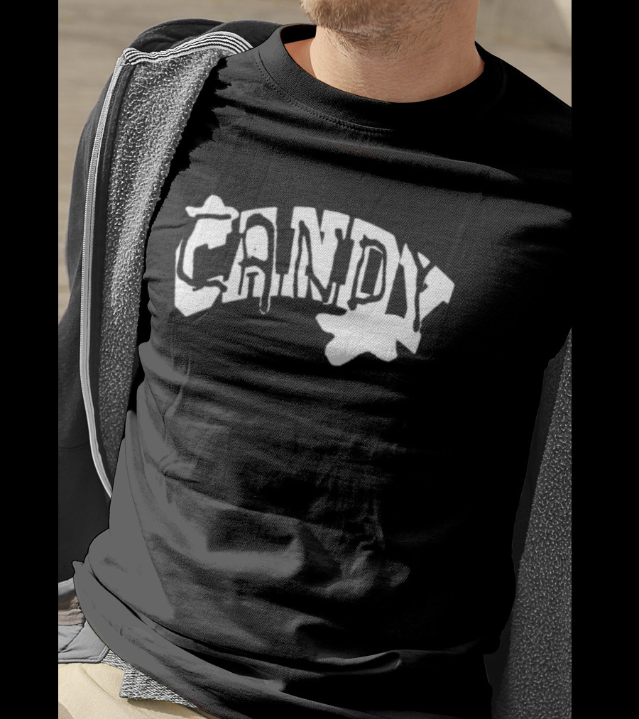Candy Flipping Bold Distorted Text T-Shirt