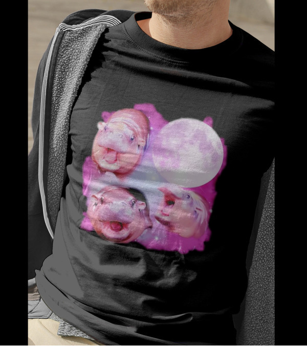 Cute Moo Deng Pink Moon Trio T-Shirt