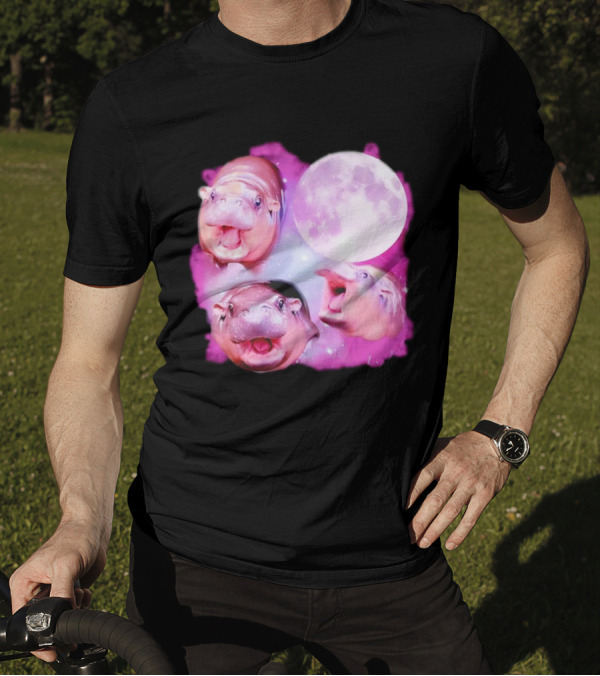 Cute Moo Deng Pink Moon Trio T-Shirt