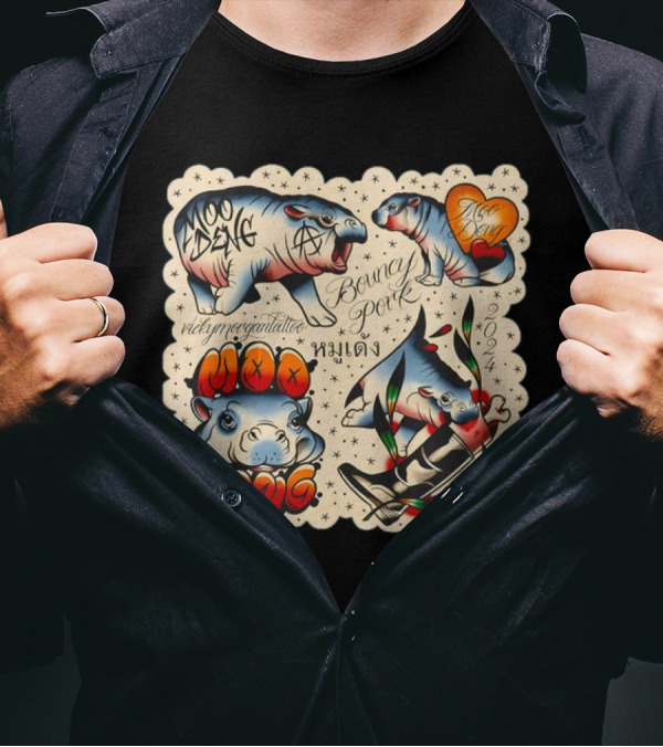 Vicky Morgan Tattoo Moo Deng Bouncy Pork 2021-2024 T-Shirt