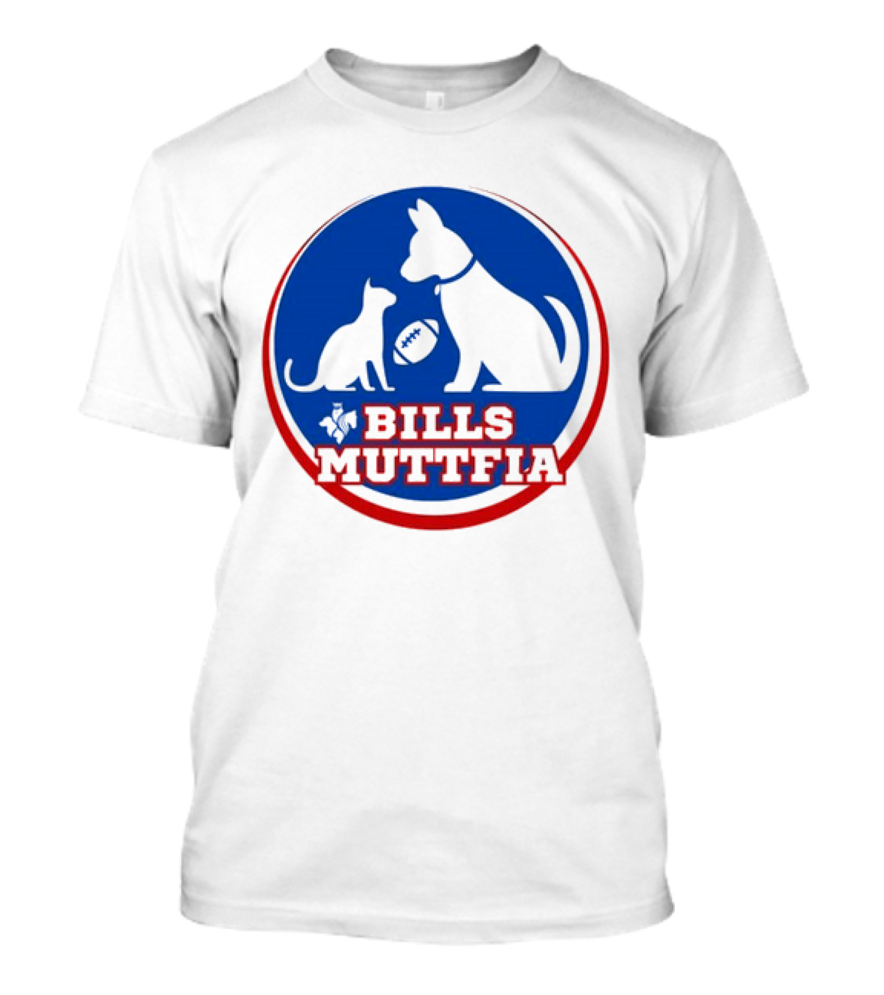 Buffalo Bills Muttfia Bills Muttfia Silhouette With Dog Cat Football T-Shirt