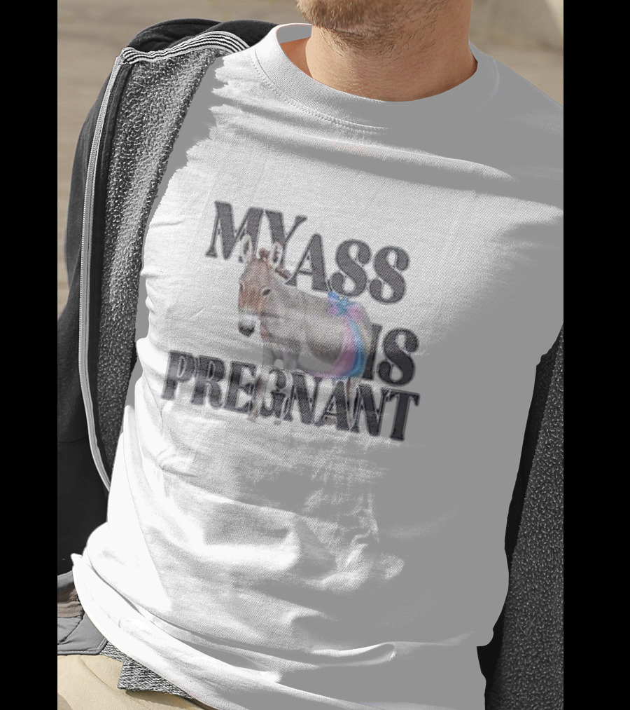 Katie Van My Ass Is Pregnant Text With Donkey And Purple Blue Tail T-Shirt