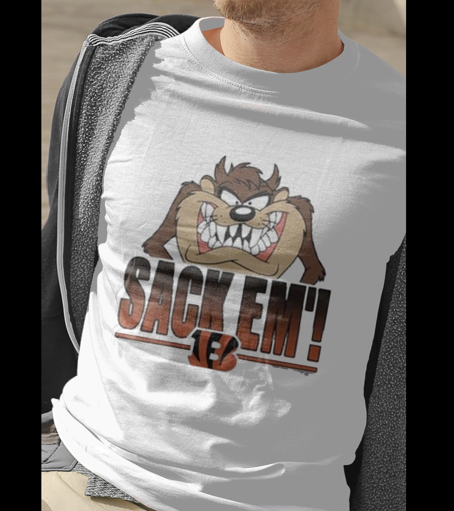 Taz Sack Em Looney Tunes Cincinnati Bengals Collaboration T-Shirt