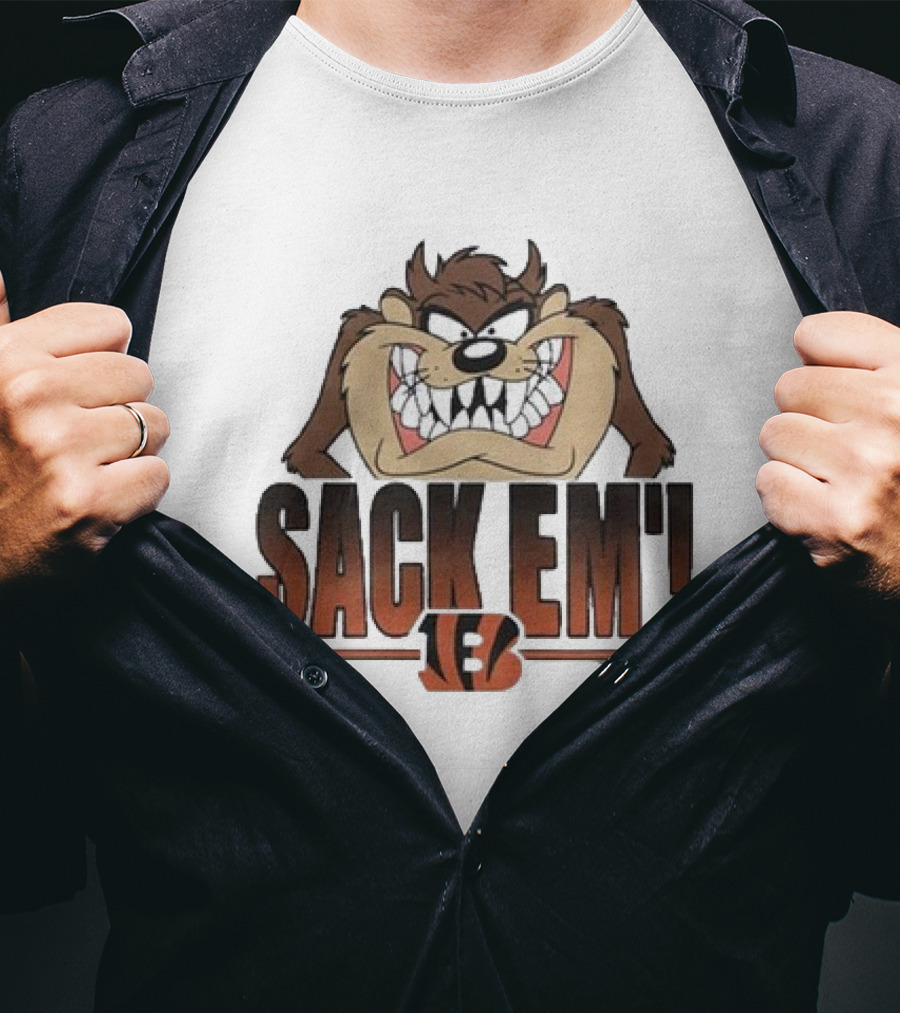 Taz Sack Em Looney Tunes Cincinnati Bengals Collaboration T-Shirt