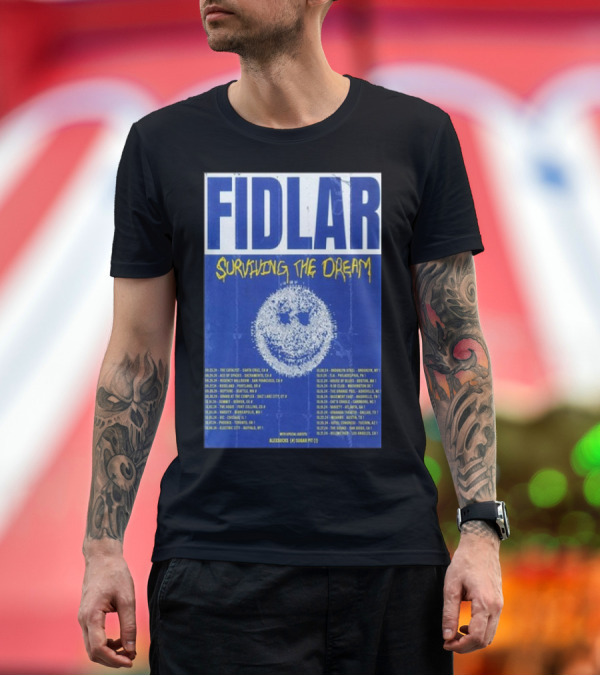 Premium T-Shirt: Fidlar Surviving The Dream 2024 Tour Dates Smiley Face Blue T-Shirt Fidlar Surviving The Dream 2024 Tour Dates Smiley Face Blue T-Shirt