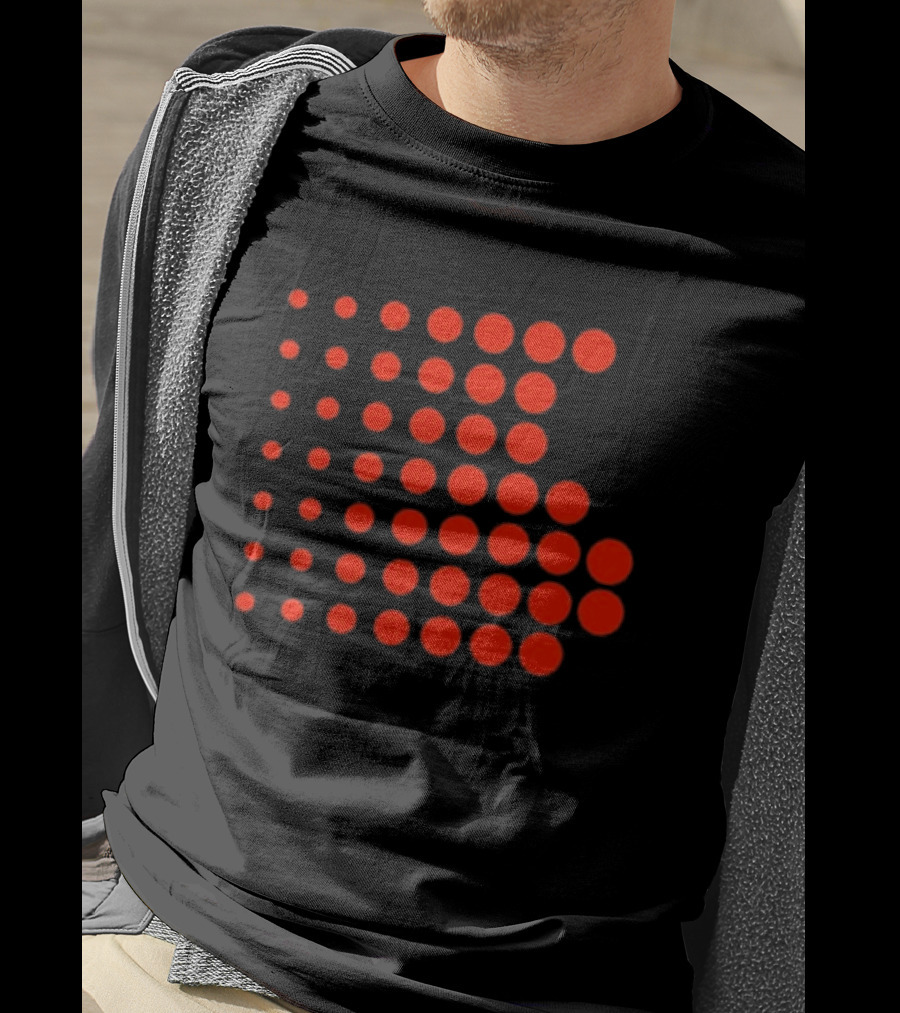 Os-0001 Tetris-Inspired Red Dot Matrix T-Shirt