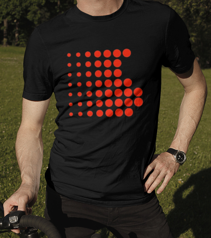 Os-0001 Tetris-Inspired Red Dot Matrix T-Shirt