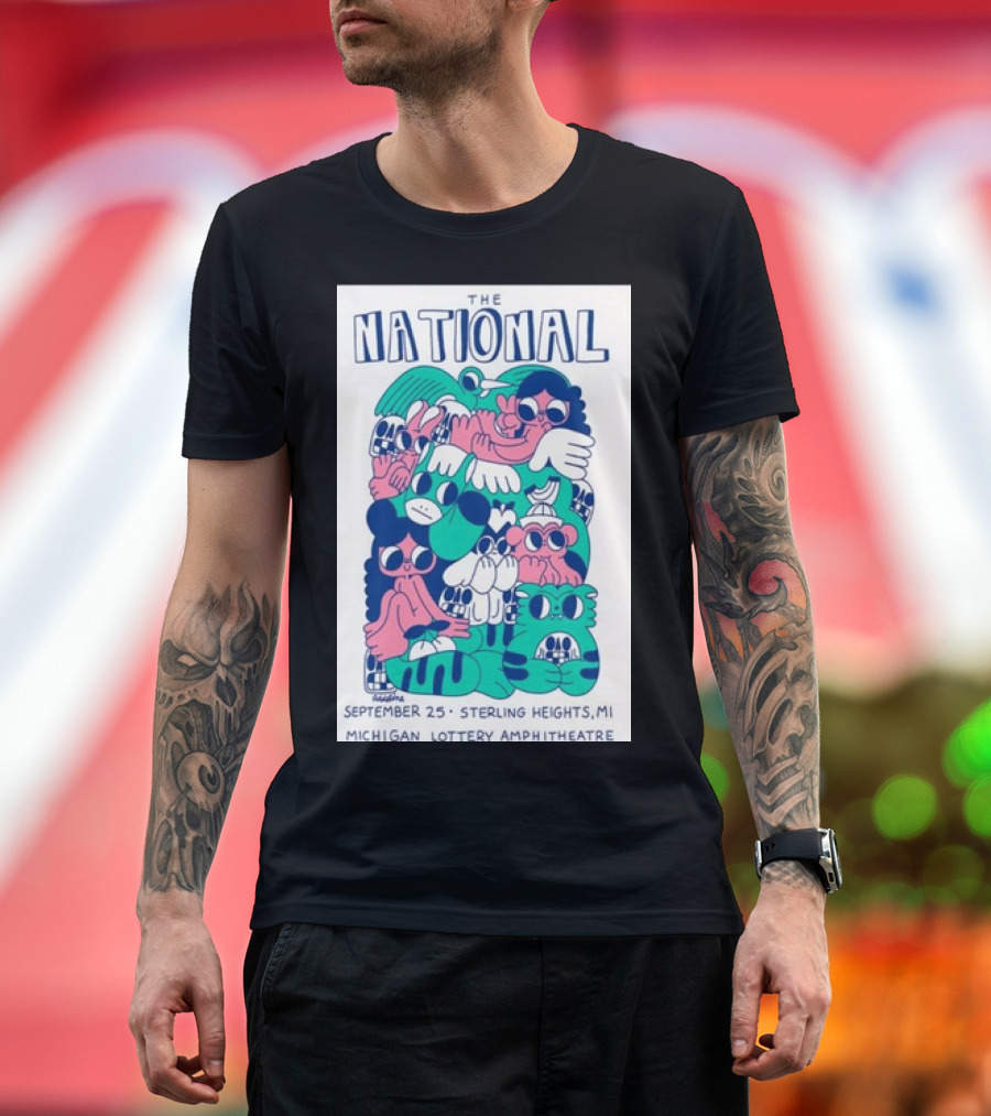 The National September 25 Sterling Heights MI Michigan Lottery Amphitheatre Tour T-Shirt