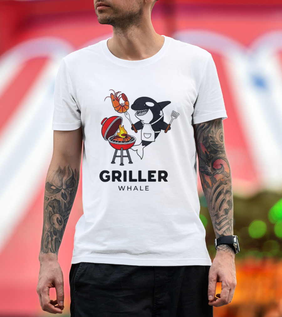 Griller Whale BBQ Cartoon Apron and Spatula with Lobster T-Shirt