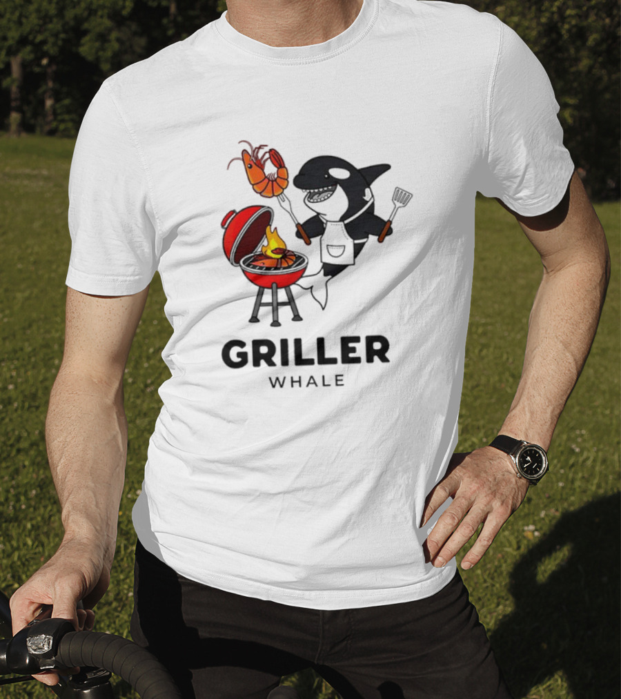 Griller Whale BBQ Cartoon Apron And Spatula With Lobster T-Shirt