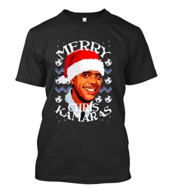 Merry Chris Kamaras Christmas Jumper Santa Hat Soccer Balls T-Shirt