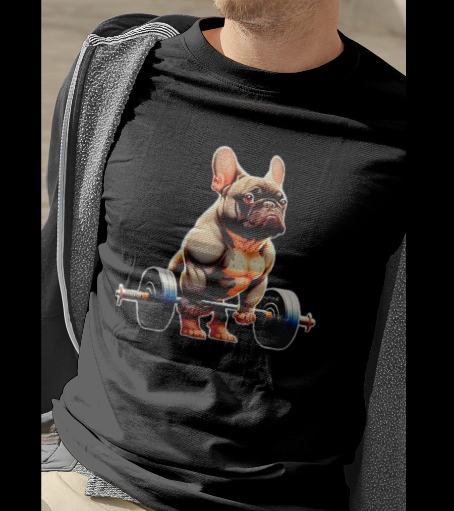 French Bulldog Powerlifting Gym Frenchie Weightlifting Champion T-Shirt